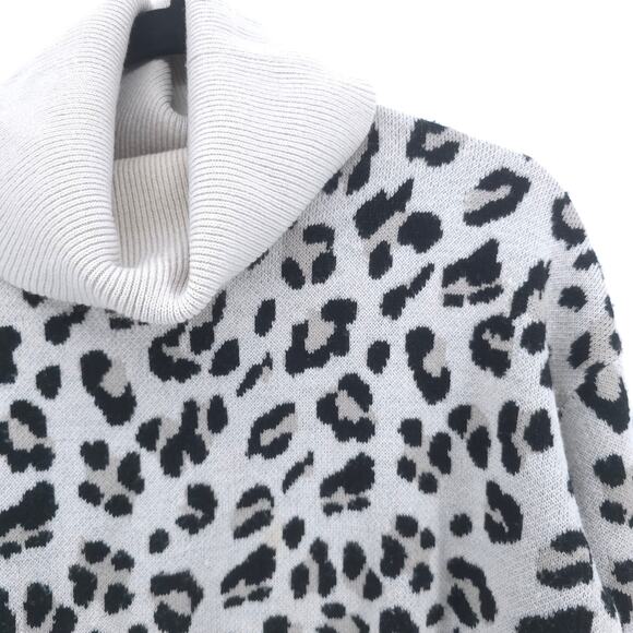 Kut from the Kloth Boxy Neutral Animal Leopard Print CowlNeck Pullover Sweater S - Picture 3 of 13